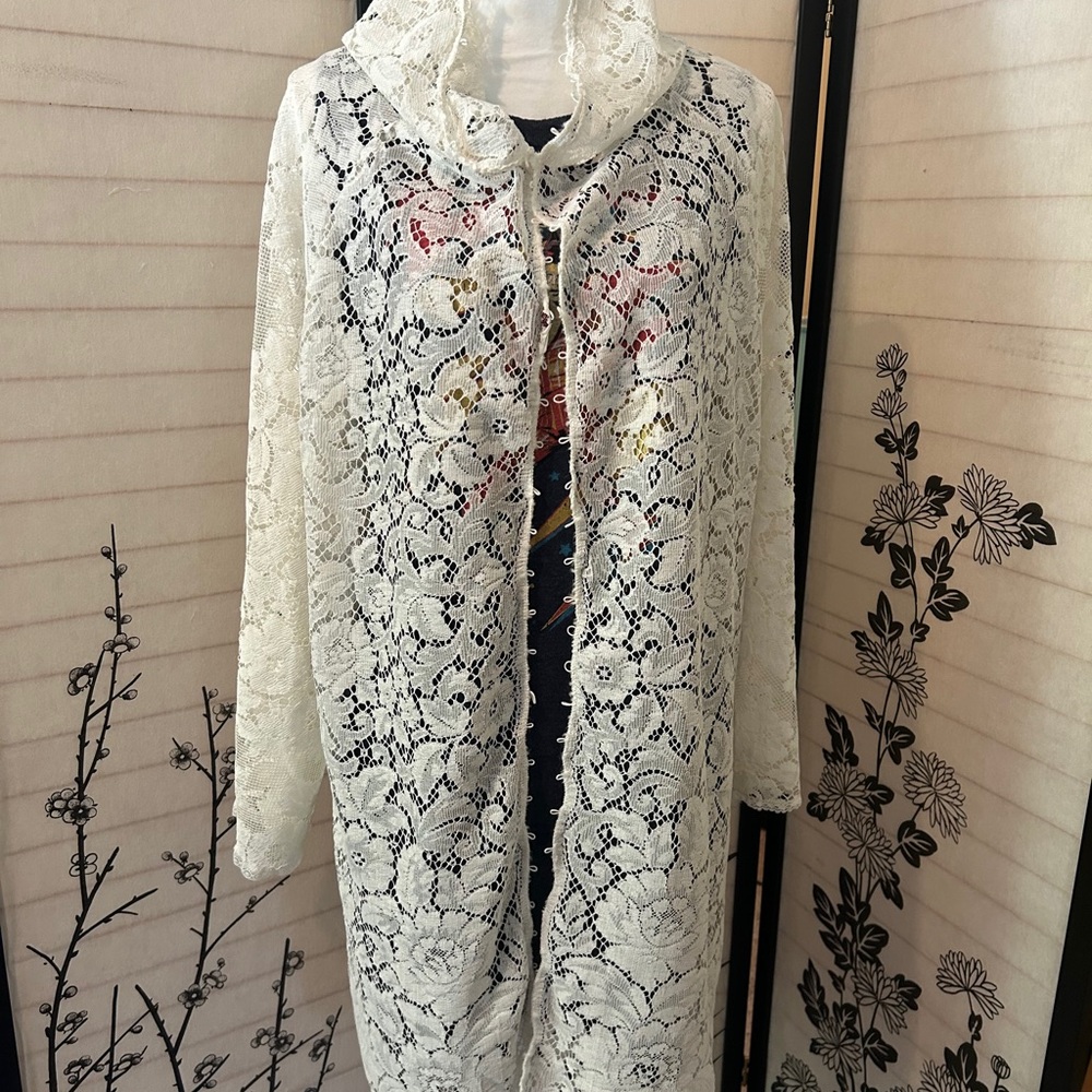 Custom Made Lace Hooded Duster Cover-Up One of a Kind